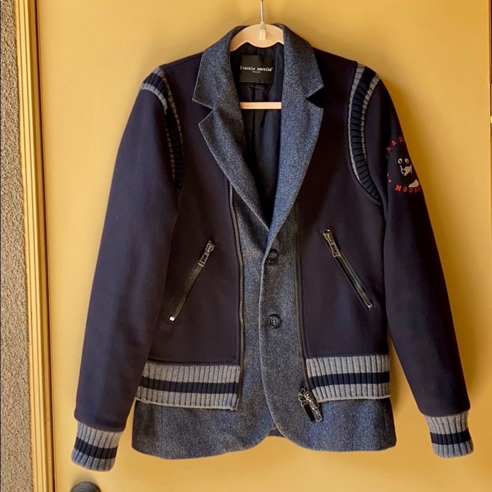 Frankie Morello Dark Blue Wool & Cashemere Jacket